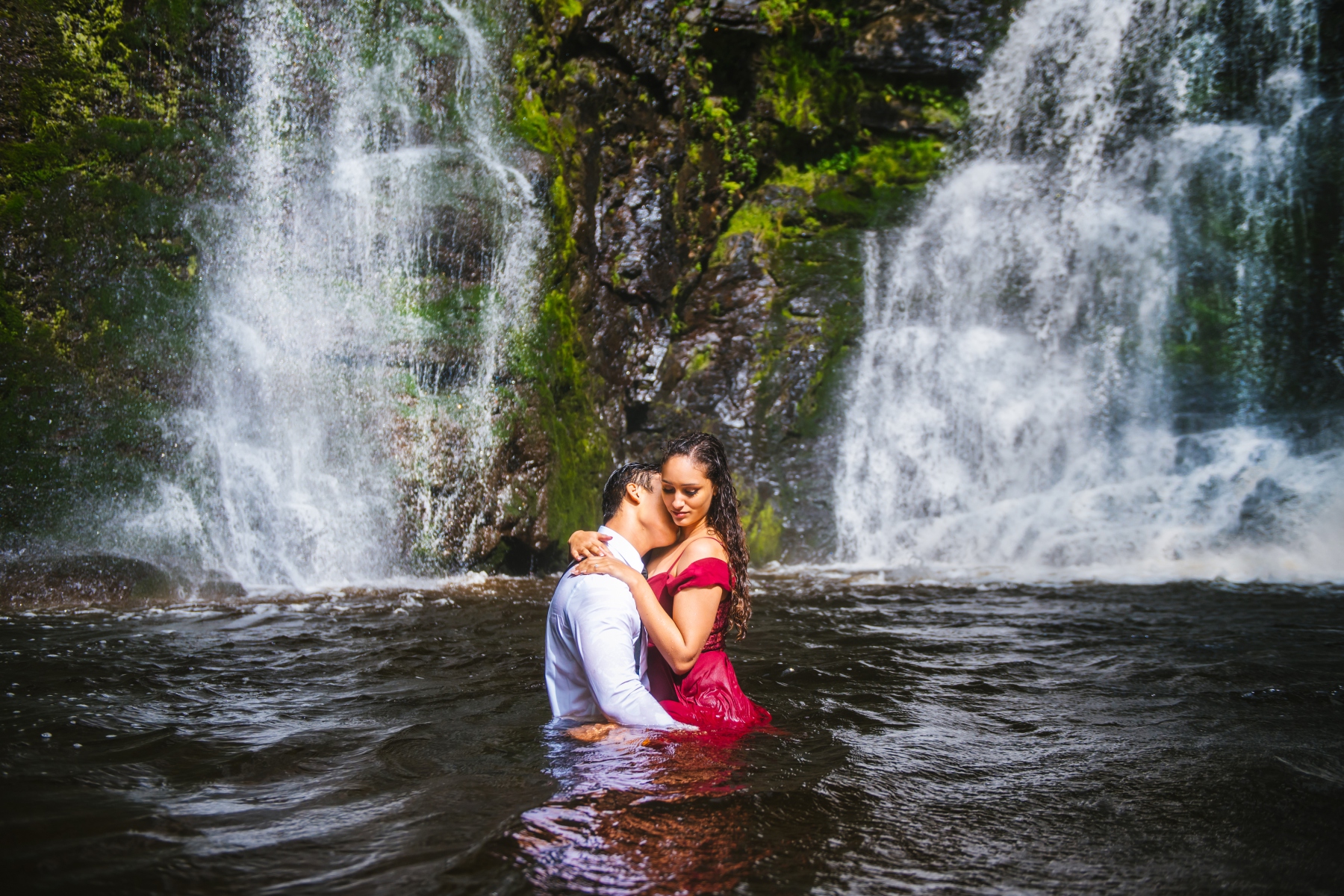 Poconos Waterfall Adventure Engagement